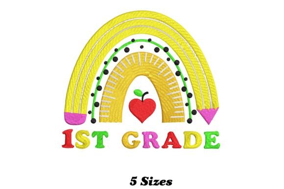 Charming 1st Grade Rainbow Embroidery
