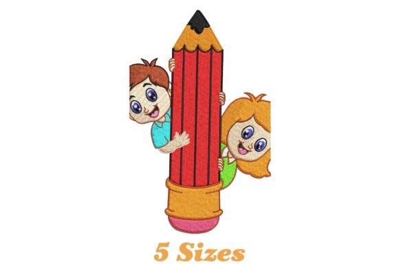 Charming Pencil with Boys and Girls Embroidery