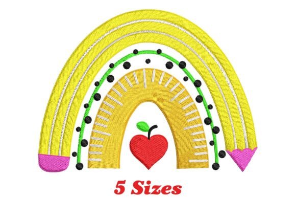 Charming Rainbow Apple for Seasonal Embroidery