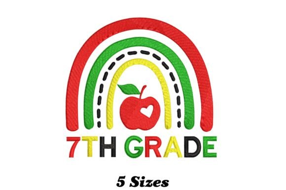 Lovely 7th Grade Rainbow: A Playful Embroidery Design