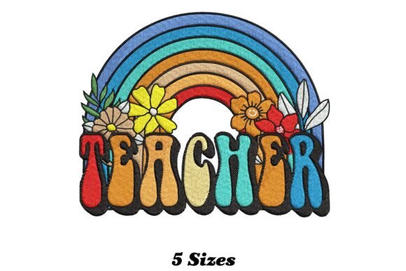 Retro Teacher Rainbow: A Whimsical Embroidery Gem